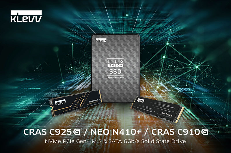 KLEVV, 강화된 SSD라인업 출시 CRAS C925G, CRAS C910G NVMe SSD 및 NEO N410+ SATA SSD